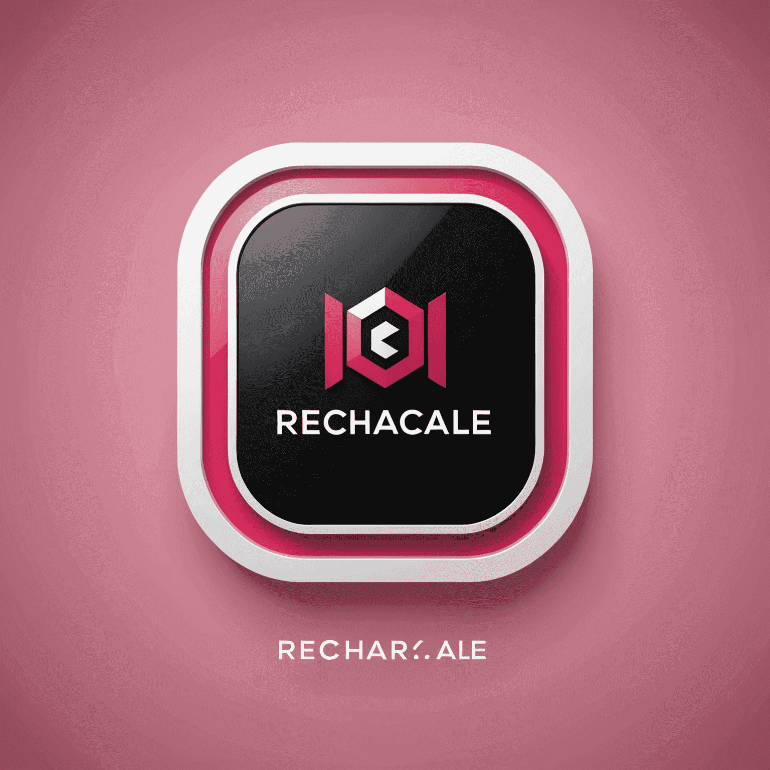 شعار rechacale_com يظهر تصميمًا حديثًا يجمع بين الأحمر والوردي والأسود والأبيض، ويعكس حلول الواجهة عبر الإنترنت