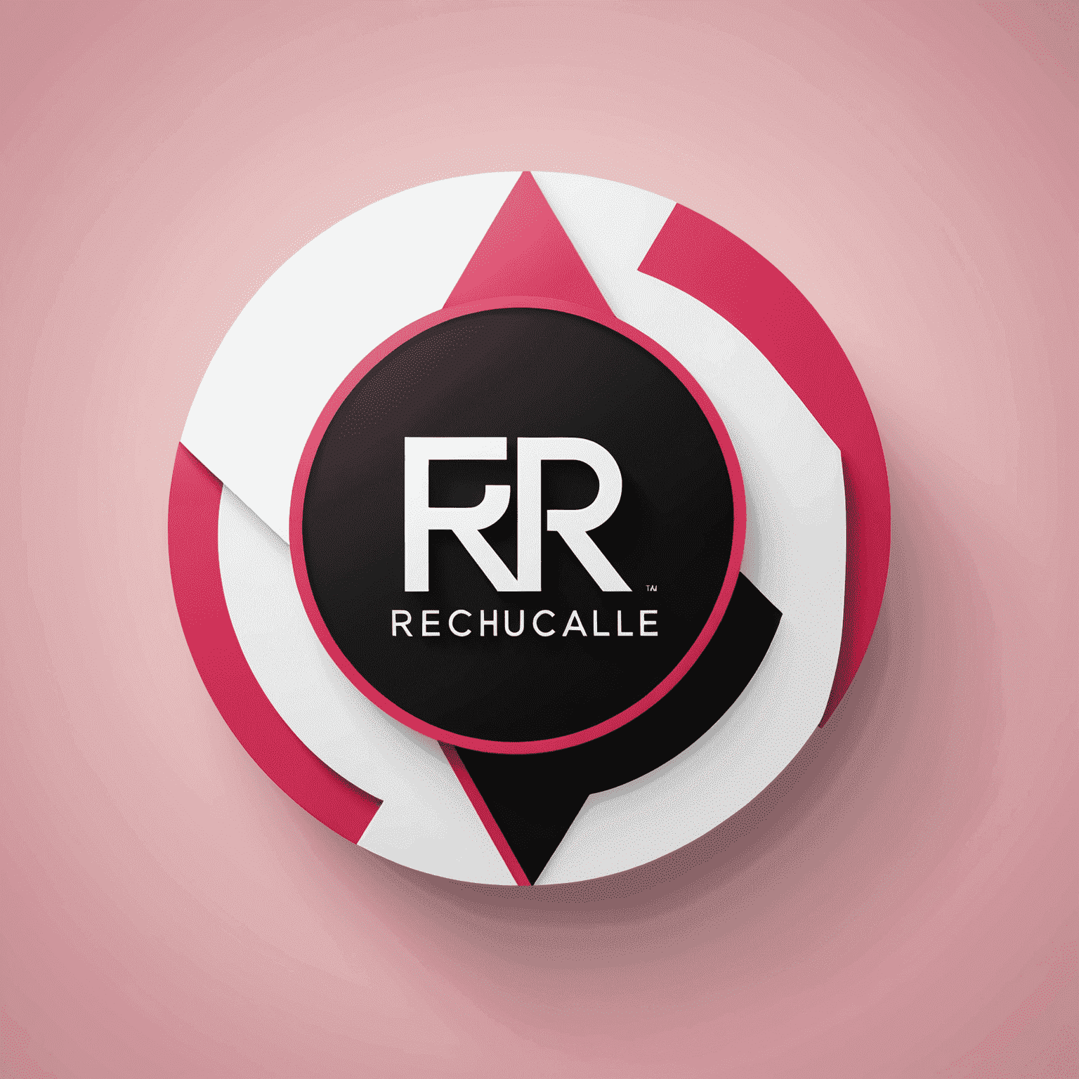 شعار rechacale_com يظهر تصميمًا حديثًا يجمع بين الأحمر والوردي والأسود والأبيض، ويعكس حلول الواجهة عبر الإنترنت