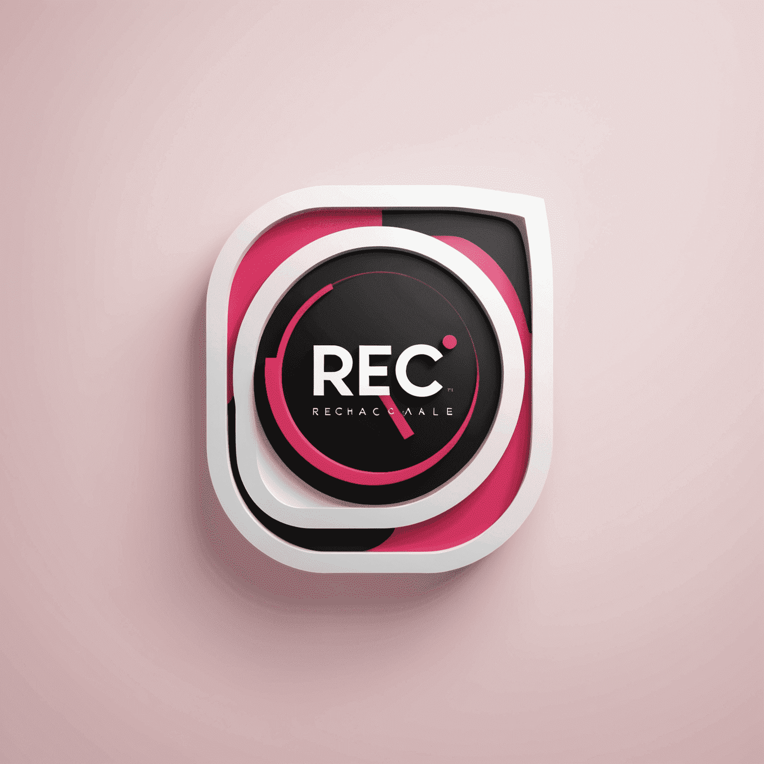 شعار rechacale_com يظهر تصميمًا حديثًا يجمع بين الأحمر والوردي والأسود والأبيض، ويعكس حلول الواجهة عبر الإنترنت